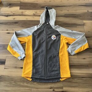 Pittsburgh Steelers Hoodie Zip Up Fleece Lining Mens Size M NFL‎ Reebok Team